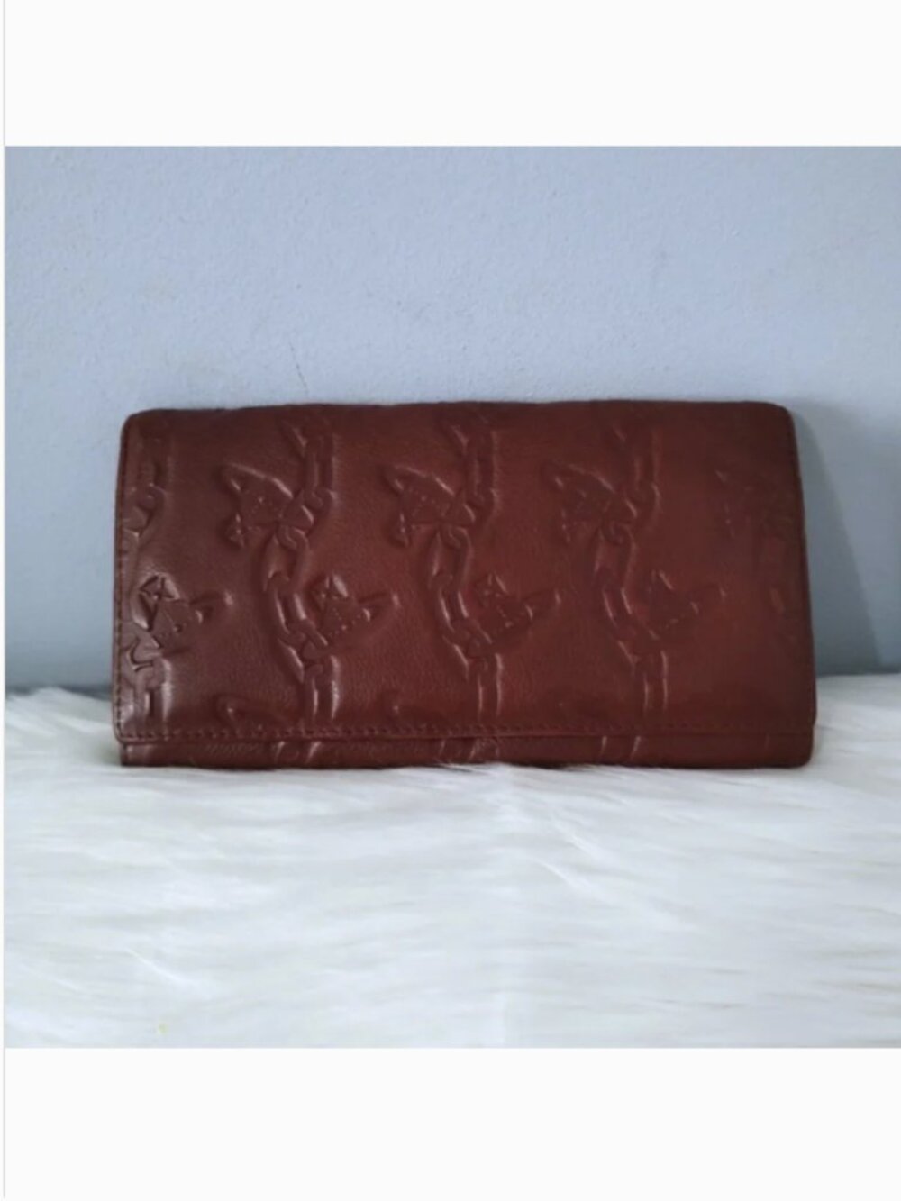 Vivienne Westwood embossed leather bifold wallet clutch EUC